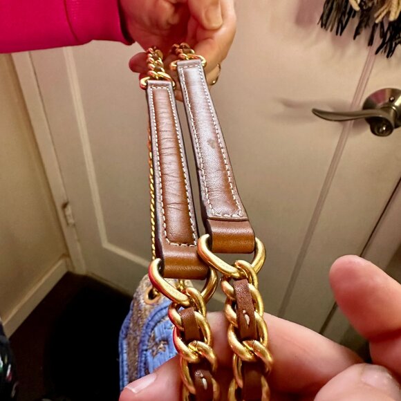 Tory Burch Fleming Soft Straw Shoulder Bag - Gold Chain, Good Condition - Picture 8 of 9